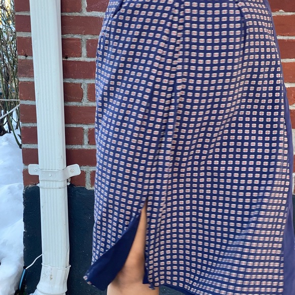 MADEWELL Women's Navy Blue & Paprika Print Silk Skirt Sz 6 - Picture 6 of 8
